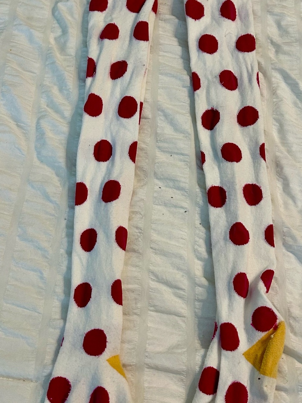Matilda Jane White Tights with Pink Polka Dots